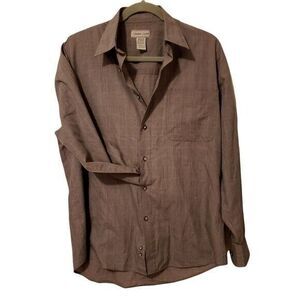 Career Club Mens Sz M Gray Solid Long Sleeve Dress Shirt